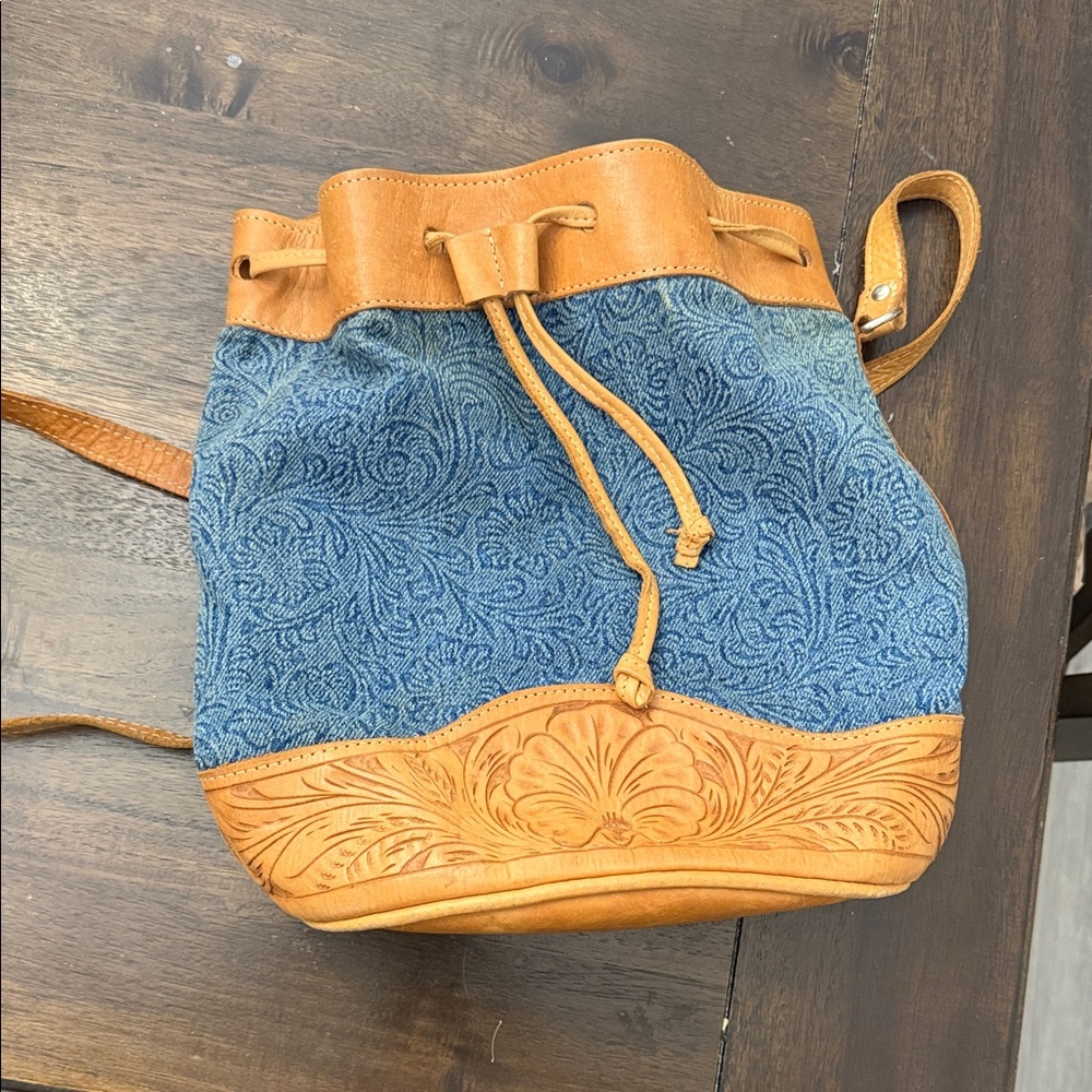 Elegant Tan and Blue Women's Backpack